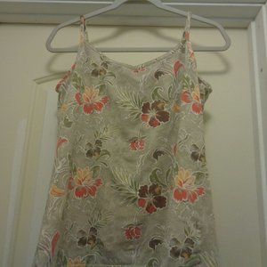 BOHO FLORALS COTTONY STRETCH SEMI SUPPORT TANK CAMI L